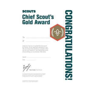Scouts Certificate Chief Scout's Gold Award (Pack of 10)