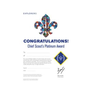 Explorers Certificate Chief Scout's Platinum Award (Pack of 10)