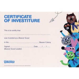 Beavers Certificate of Investiture (Pack of 10)